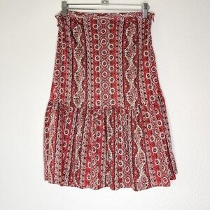 Nieves Lavi New York Red Print Midi Skirt 6